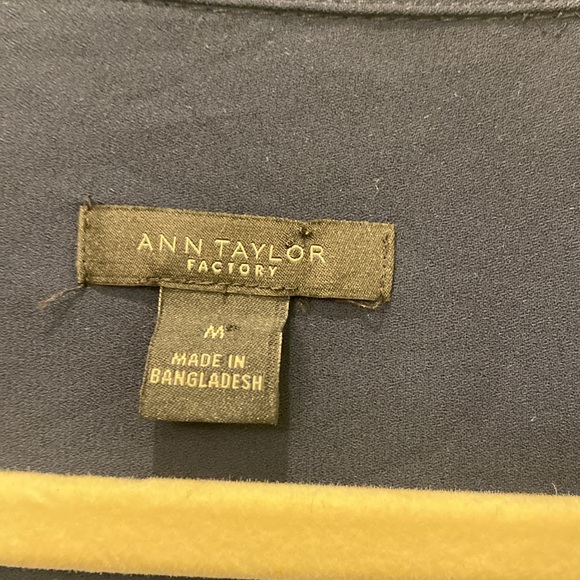 Ann Taylor factory size medium, long sleeve, sheer navy blouse - Picture 3 of 4